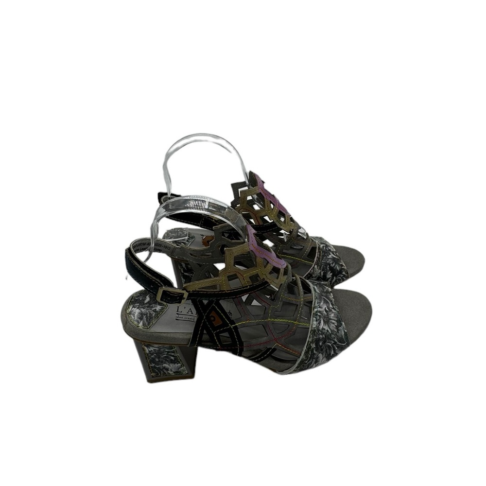 L’Artiste Amora Leather Laser Cut Peep Toe Sandal Size 9 European Size 40 - Picture 11 of 12